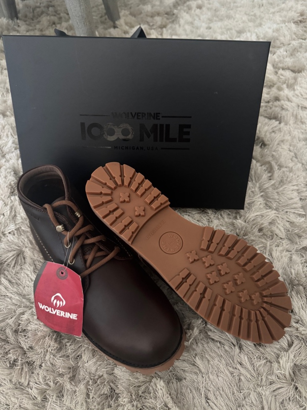 NWT - Wolverine MEN'S 1000 MILE LEGACY CORT BOOT in dark brown.